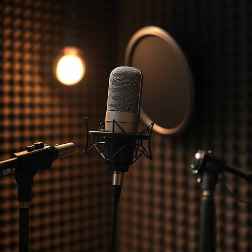 Image of microphone in a recording booth